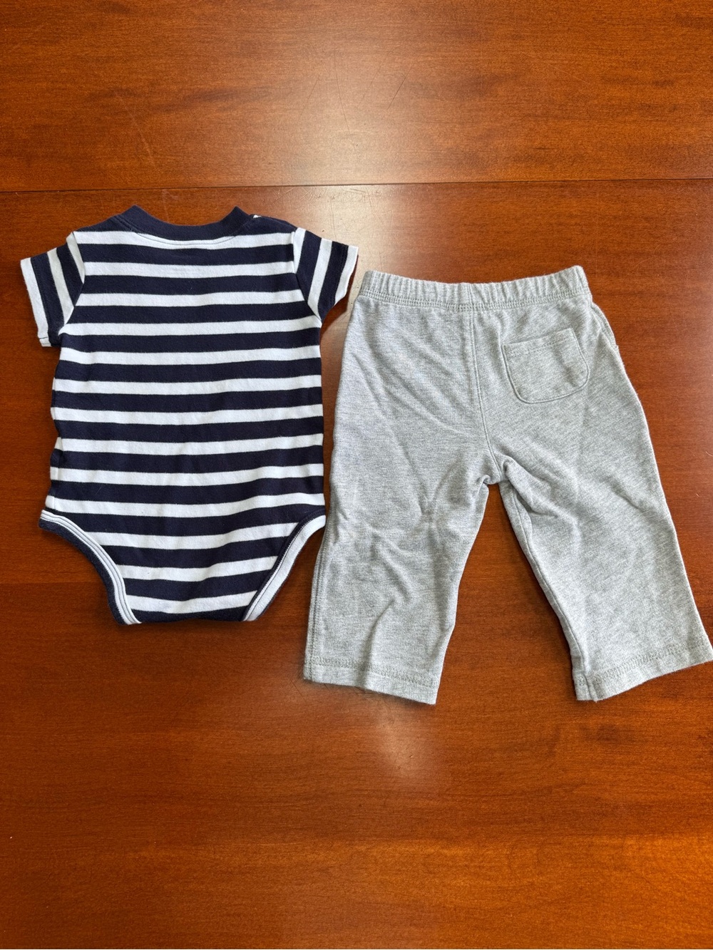Carter's Navy & White Striped Bodysuit with Orange Elephant and Gray Pants - Picture 2 of 4